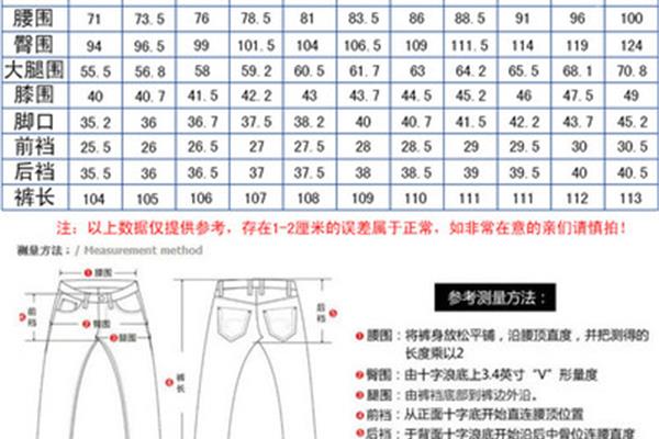 裤子穿29码是多少尺码