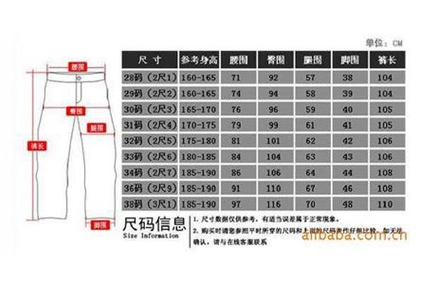 裤子穿29码是多少尺码