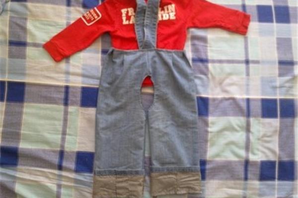 牛仔裤改小孩背带裤