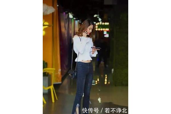牛仔裤配上衣好看图片