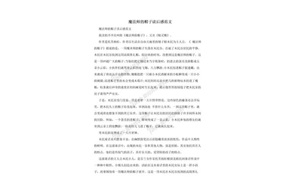 《魔法师的帽子》读后感 《魔法师的帽子》读后感优秀