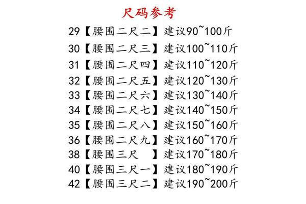 尺码31是多大腰围